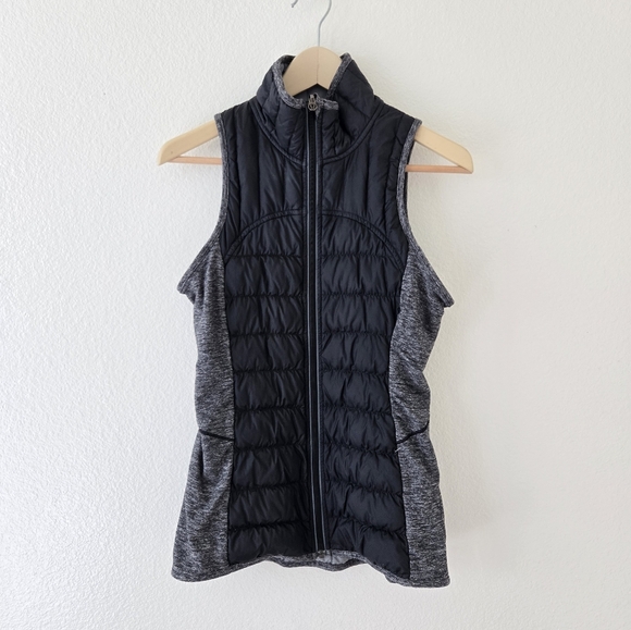 Lululemon Run Turn Around Reversible Down Vest Black Heathered Black Size 6 - Picture 2 of 15